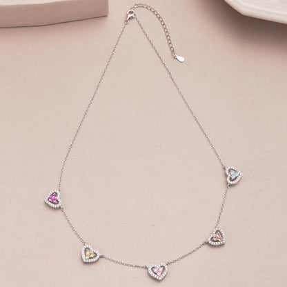 [Regalia jewelry]Sparkling Five Heart Necklace