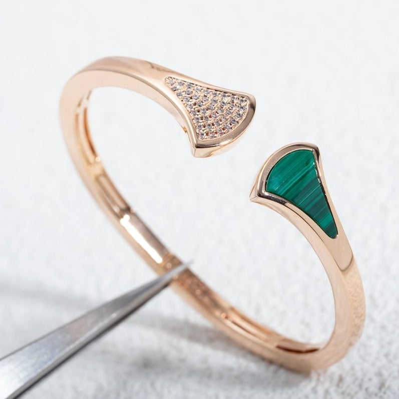 [Regalia jewelry]DREAM BRACELET OPEN MALACHITE PINK GOLD