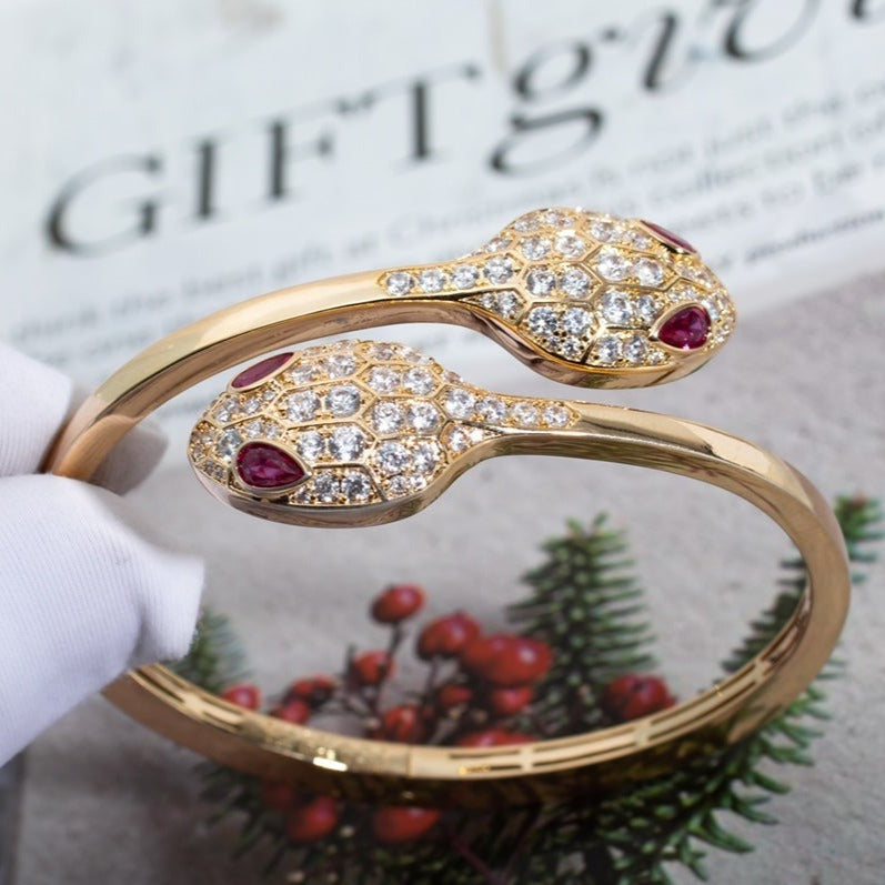 [Regalia jewelry]SERPENTI BRACELET PINK GOLD DIAMOND DOUBLE SNAKE