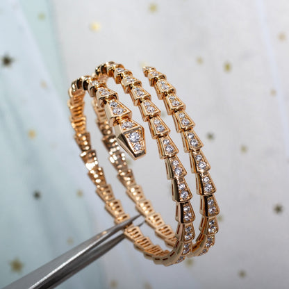 [Regalia jewelry]SERPENTI BRACELET PINK GOLD DIAMOND DOUBLE ROW