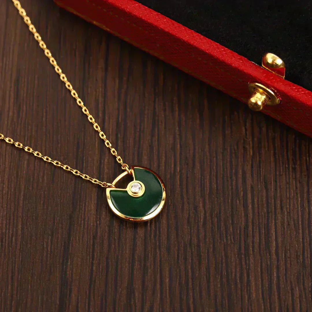 [Regalia jewelry]AMULETTE GOLD MALACHITE NECKLACE