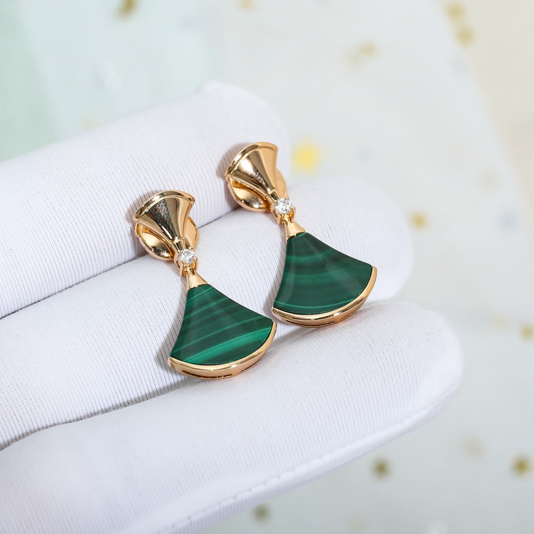 [Regalia jewelry]DREAM MALACHITE PINK GOLD EARRINGS