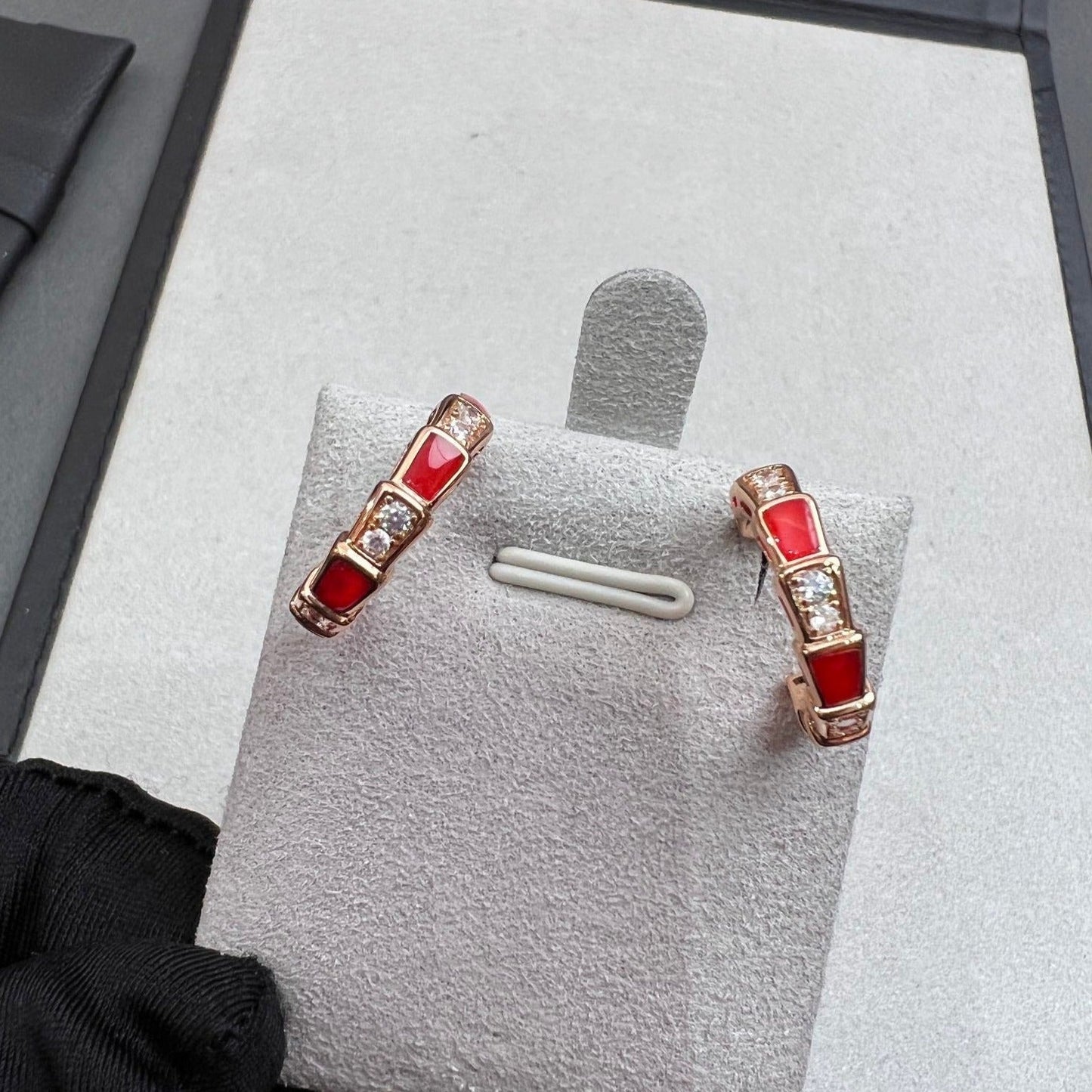 [Regalia jewelry]SERPENTI CARNELIAN PINK GOLD EARRINGS