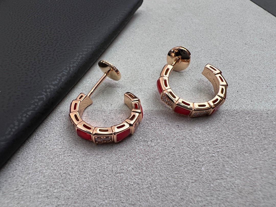 [Regalia jewelry]SERPENTI CARNELIAN PINK GOLD EARRINGS