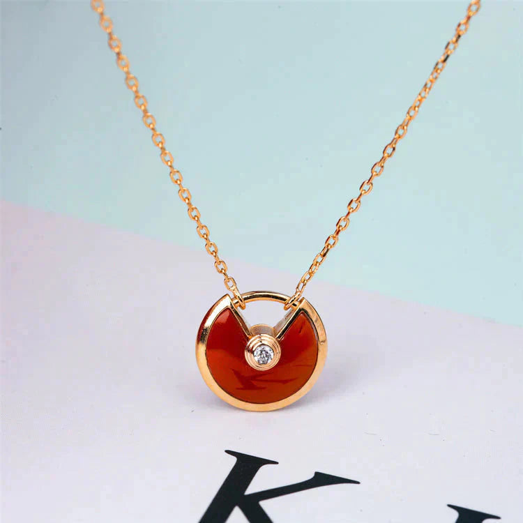 [Regalia jewelry]AMULETTE GOLD CARNELIAN ONYX NECKLACE