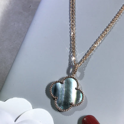 [Regalia jewelry]CLOVER 25MM GOLD DARK MOP BIG CLOVER NECKLACE