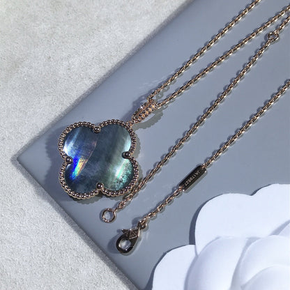 [Regalia jewelry]CLOVER 25MM GOLD DARK MOP BIG CLOVER NECKLACE