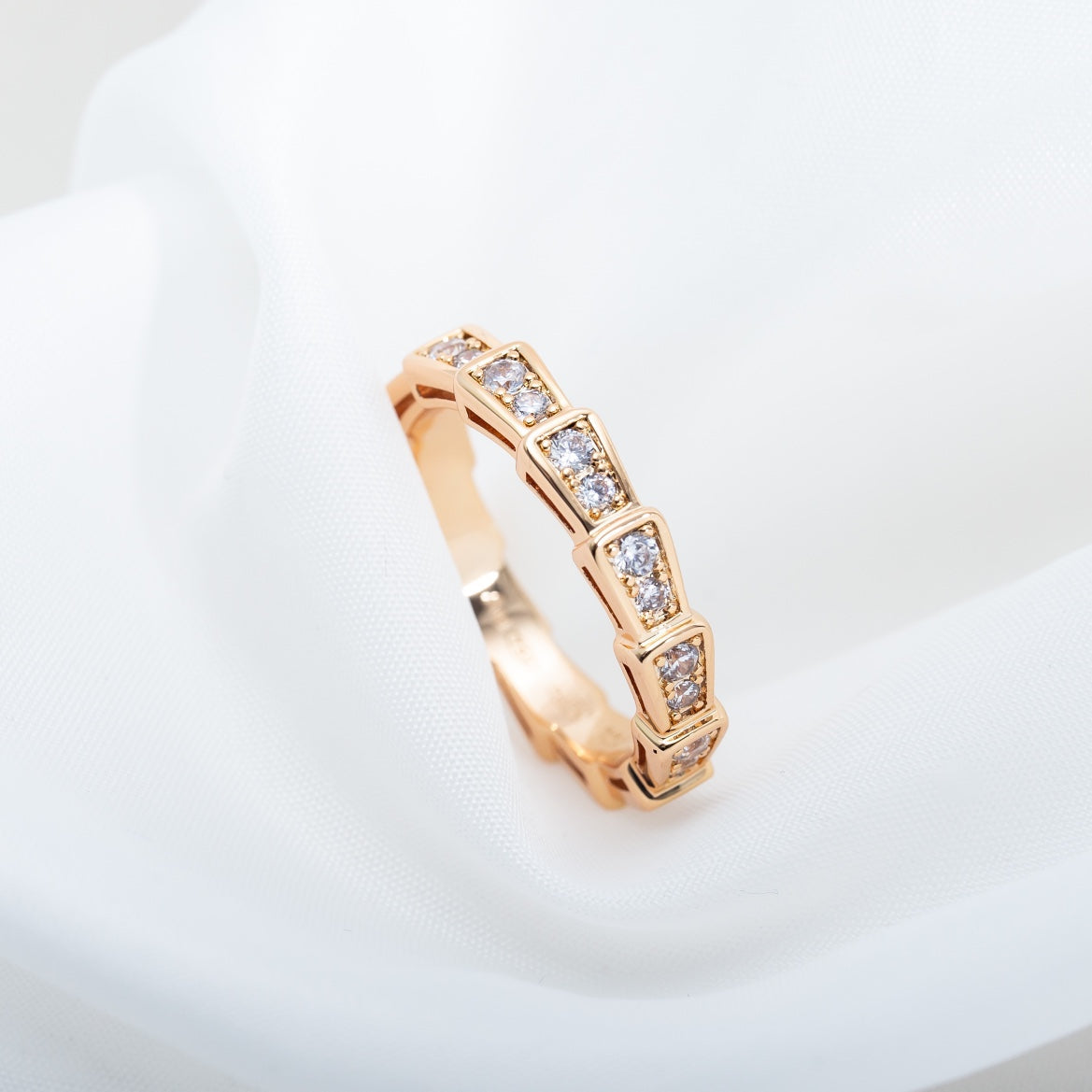 [Regalia jewelry]SERPENTI RING PINK GOLD DIAMOND PAVED 3MM