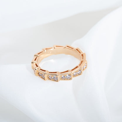 [Regalia jewelry]SERPENTI RING PINK GOLD DIAMOND PAVED 3MM