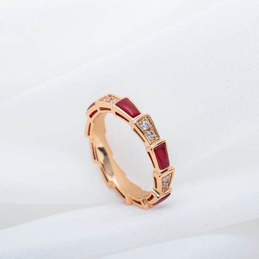 [Regalia jewelry]SERPENTI RING PINK GOLD CARNELIAN DIAMOND 3MM