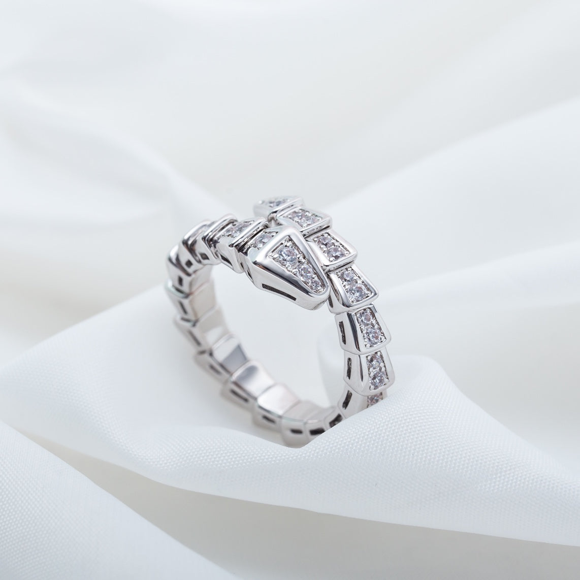 [Regalia jewelry]SERPENTI RING SILVER DIAMOND PAVED 4MM