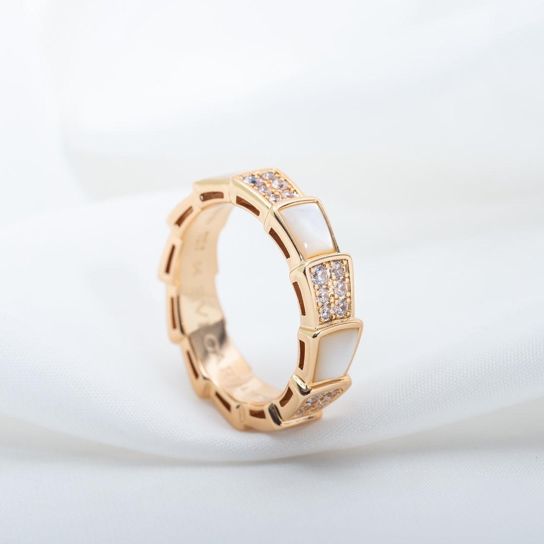 [Regalia jewelry]SERPENTI RING PINK GOLD MOP DIAMOND PAVED 4MM