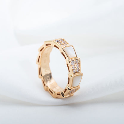 [Regalia jewelry]SERPENTI RING PINK GOLD MOP DIAMOND PAVED 4MM