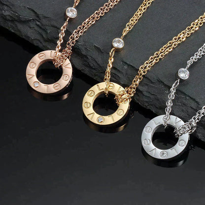 [Regalia jewelry]LOVE NECKLACE 16MM 2 DIAMONDS