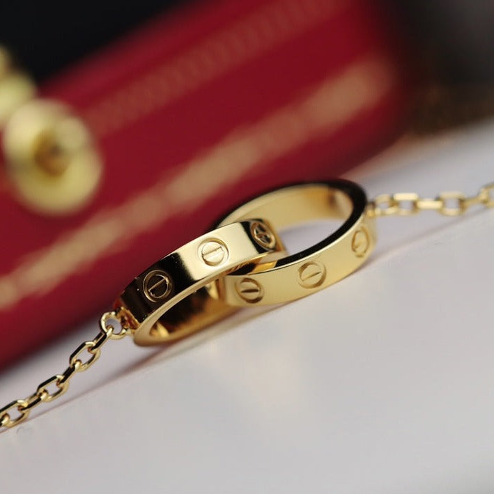 [Regalia jewelry]LOVE NECKLACE DOUBLE RING GOLD