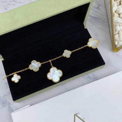 [Regalia jewelry]MAGIC CLOVER MOP GOLD BRACELET 5 MOTIFS