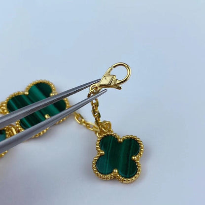 [Regalia jewelry]MAGIC CLOVER MALACHITE GOLD BRACELET 5 MOTIFS