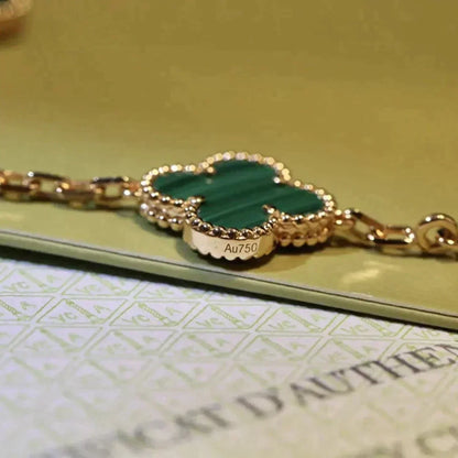 [Regalia jewelry]CLOVER 5 MOTIFS MALACHITE BRACELET