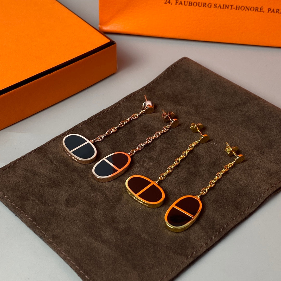 [Regalia jewelry]CHAINE VERSO BLACK CERAMIC EARRINGS