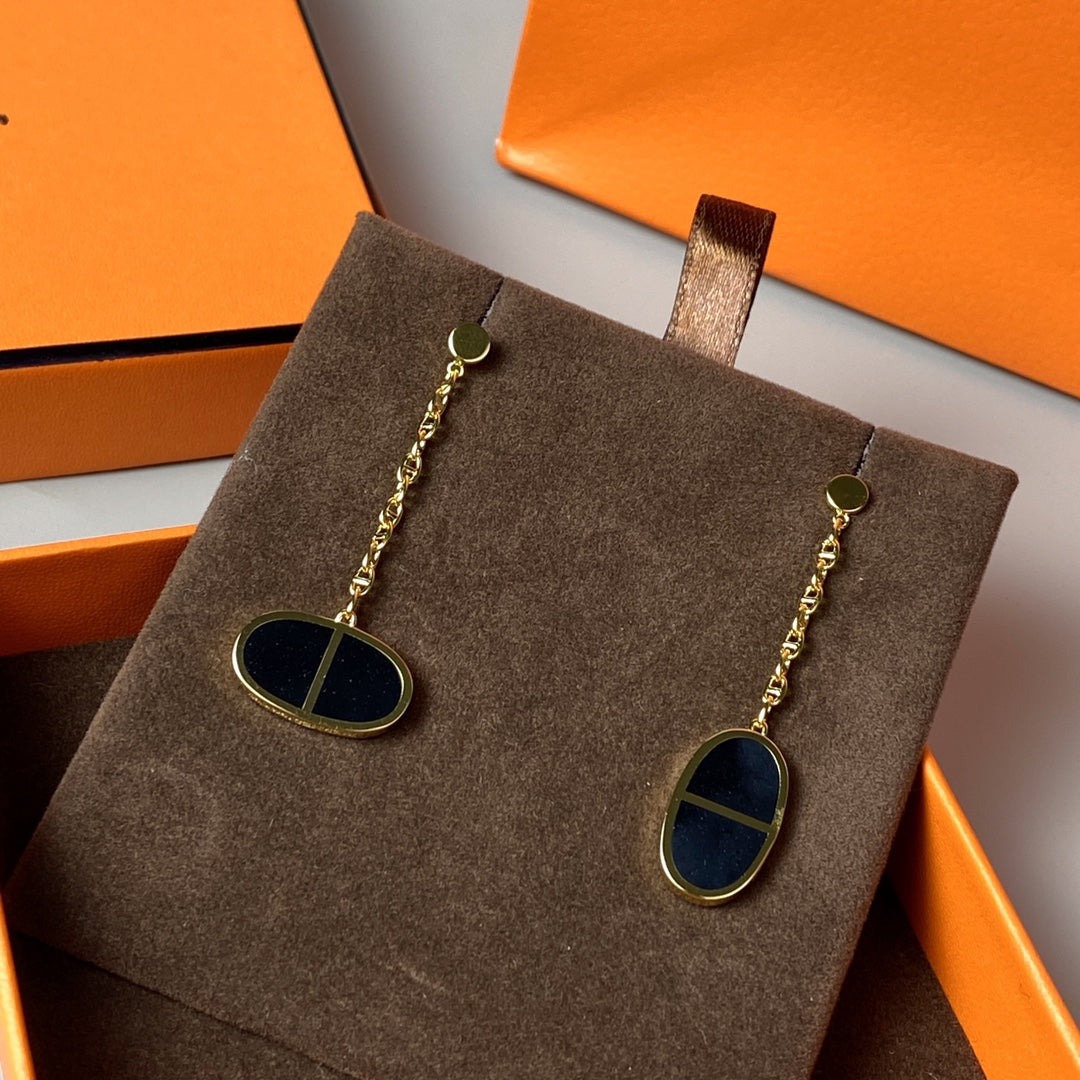 [Regalia jewelry]CHAINE VERSO BLACK CERAMIC EARRINGS