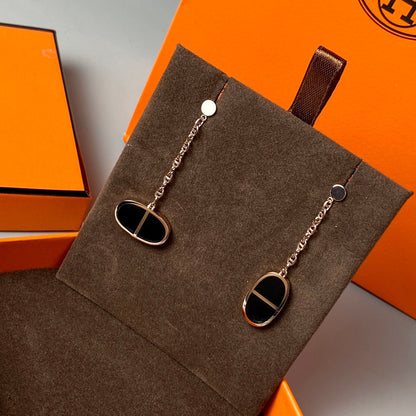 [Regalia jewelry]CHAINE VERSO BLACK CERAMIC EARRINGS