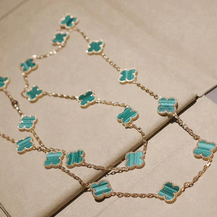 [Regalia jewelry]CLOVER 20 MOTIFS MALACHITE GOLD