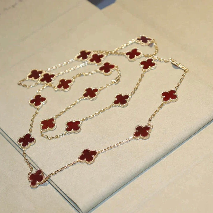 [Regalia jewelry]CLOVER 20 MOTIFS CARNELIAN NECKLACE