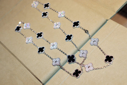 [Regalia jewelry]CLOVER 20 MOTIFS ONYX DIAMOND SILVER