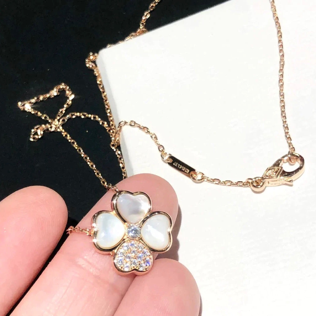 [Regalia jewelry]CLOVER MOP DIAMOND ROSE GOLD NECKLACE