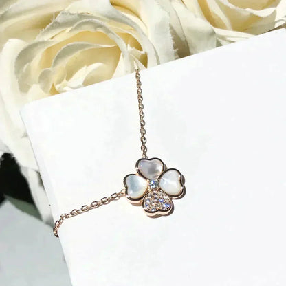 [Regalia jewelry]CLOVER MOP DIAMOND ROSE GOLD NECKLACE