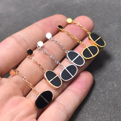 [Regalia jewelry]CHAINE VERSO BLACK CERAMIC SILVER EARRINGS