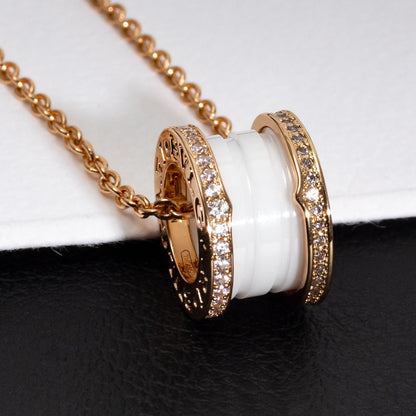[Regalia jewelry]ZERO 1 WHITE CERAMIC PINK GOLD DIAMOND NECKLACE