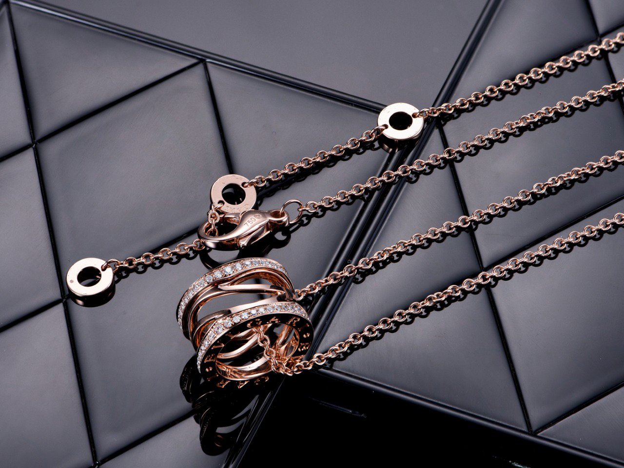 [Regalia jewelry]ZERO 1 PINK GOLD DIAMOND OPEN NECKLACE