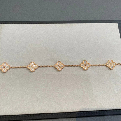[Regalia jewelry]CLOVER 5 MOTIFS  FULL DIAMOND BRACELET