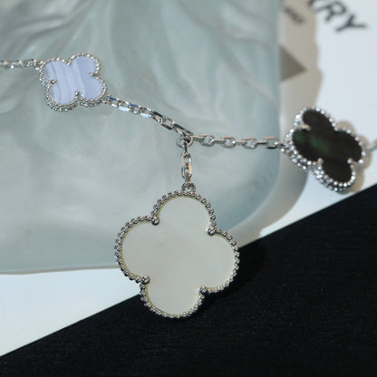 [Regalia jewelry]CLOVER BRACELET 5 MOTIFS MOP CHALCEDONY SILVER