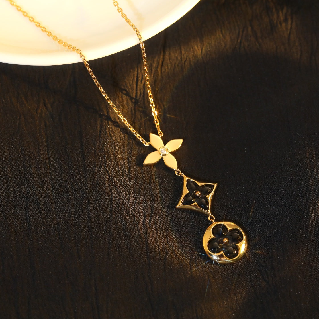 [Regalia jewelry]STAR AND SUN ONYX PINK GOLD NECKLACE
