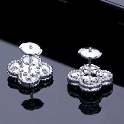 [Regalia jewelry]CLOVER 1 MOTIFS DIAMOND STUD EARRINGS SILVER
