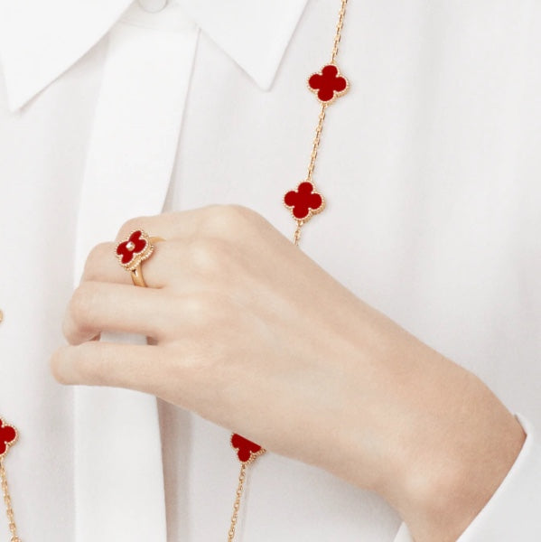 [Regalia jewelry]CLOVER CARNELIAN RING ROSE GOLD DIAMOND