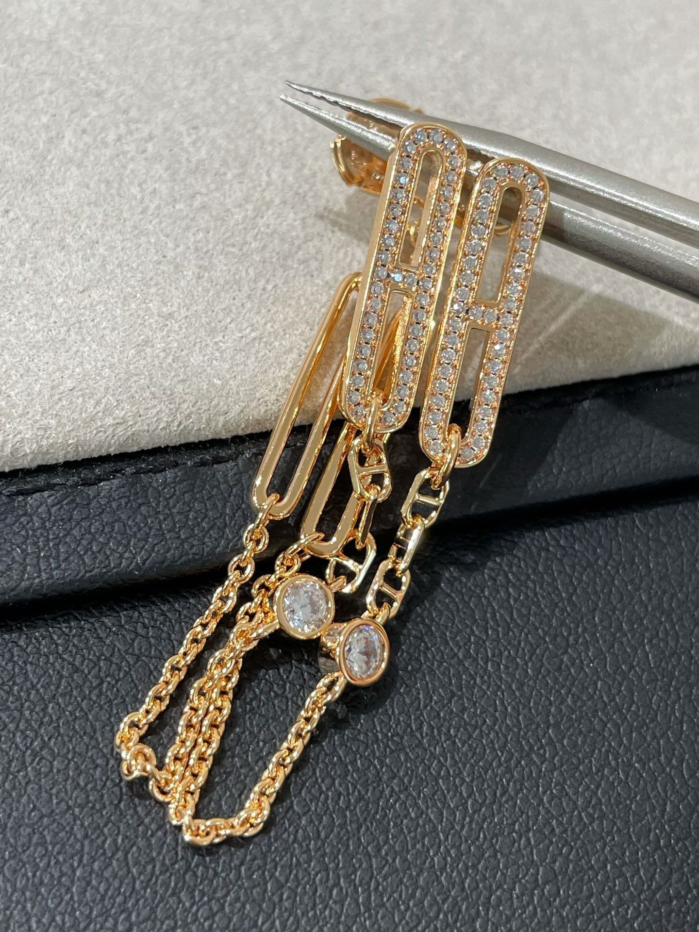 [Regalia jewelry]CHAINE CHAOS DIAMOND DROP EARRINGS