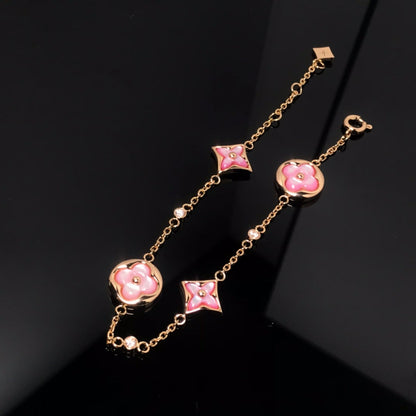 [Regalia jewelry]STAR AND SUN 4 MOTIF PINK MOP PINK GOLD BRACELET