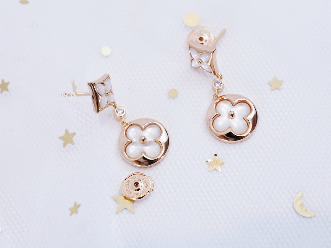 [Regalia jewelry]STAR AND SUN PINK GOLD MOP DROP EARRINGS