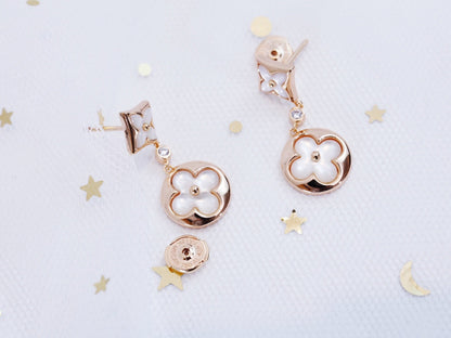 [Regalia jewelry]STAR AND SUN PINK GOLD MOP DROP EARRINGS