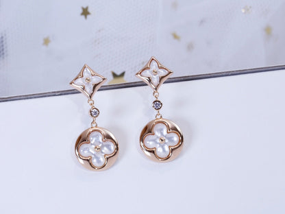 [Regalia jewelry]STAR AND SUN PINK GOLD MOP DROP EARRINGS