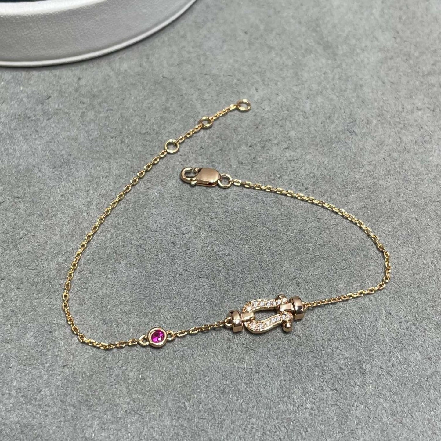 [Regalia jewelry]FORCE 10 DIAMOND CHAIN LINK PINK GOLD BRACELET