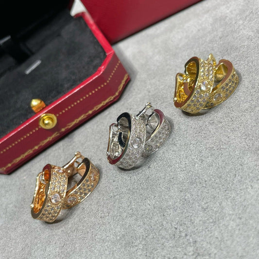 [Regalia jewelry]LOVE 5.5MM DIAMOND PAVED EARRINGS