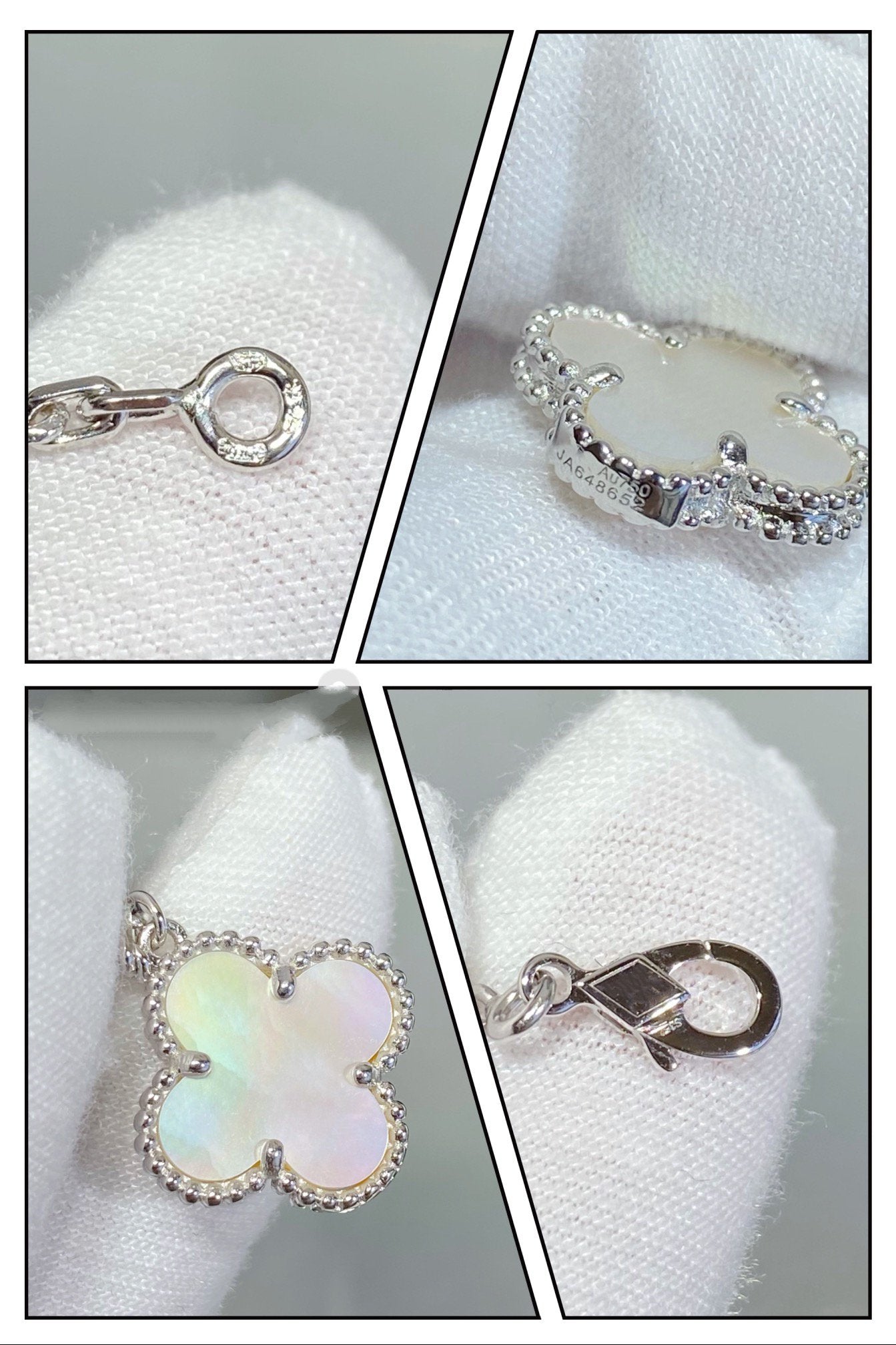 [Regalia jewelry]CLOVER 5 MOTIF WHITE MOP SILVER BRACELET
