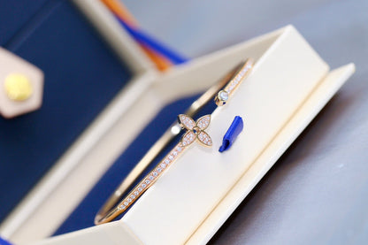 [Regalia jewelry]IDYLLE PINK GOLD OPEN BRACELET DIAMOND PAVED
