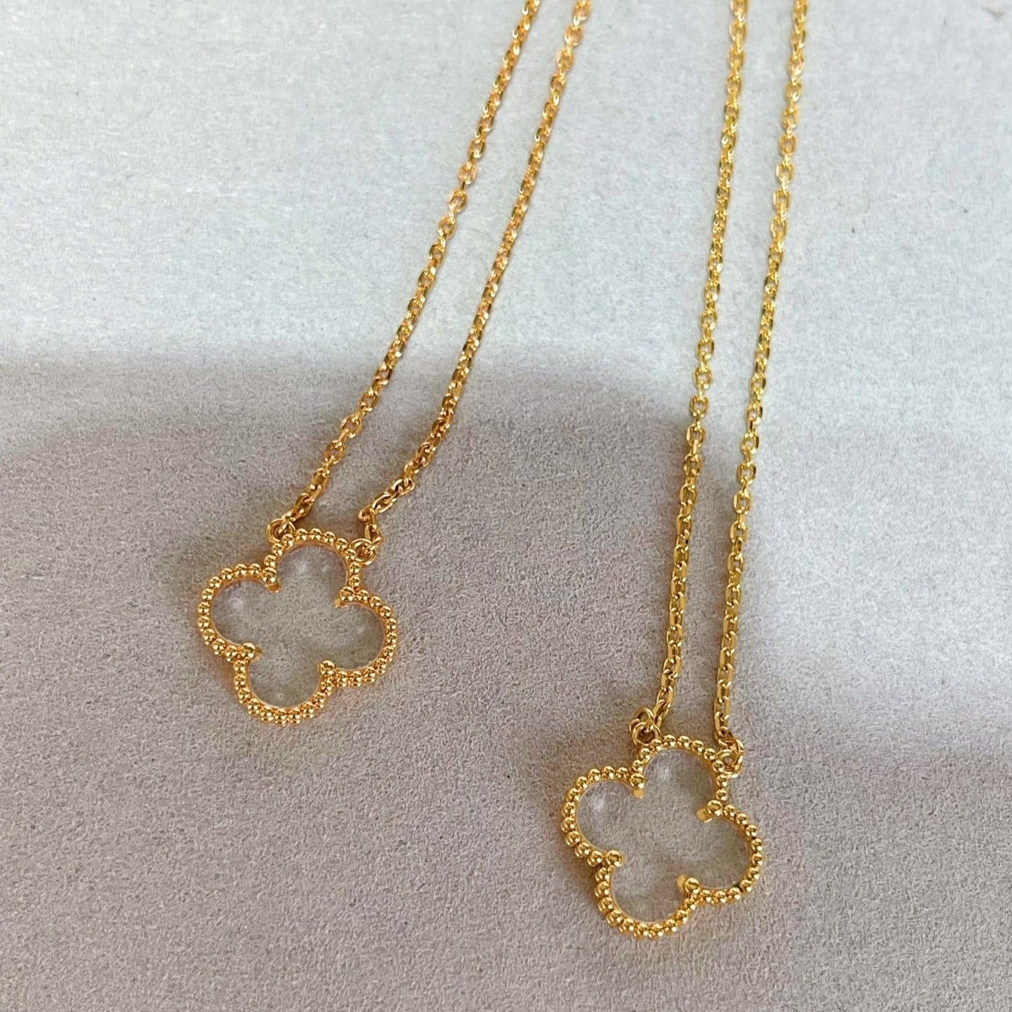 [Regalia jewelry]CLOVER ROCK CRYSTAL ROSE GOLD NECKLACE