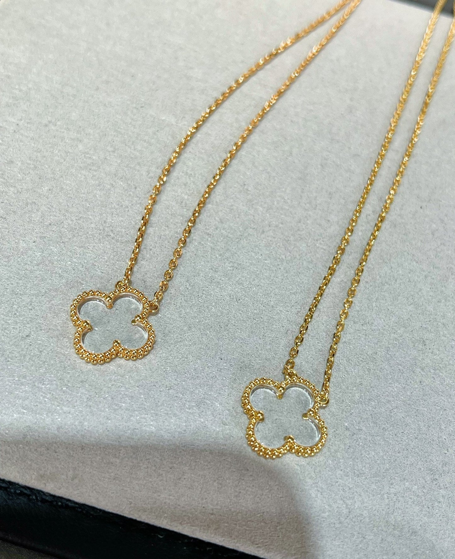 [Regalia jewelry]CLOVER ROCK CRYSTAL ROSE GOLD NECKLACE