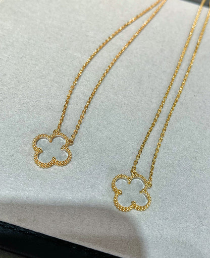 [Regalia jewelry]CLOVER ROCK CRYSTAL ROSE GOLD NECKLACE